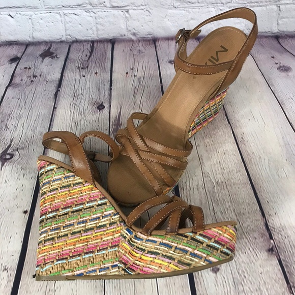 Mia Ankle Strap Multicolor Platform Wedge Size 8.5 - Picture 4 of 7